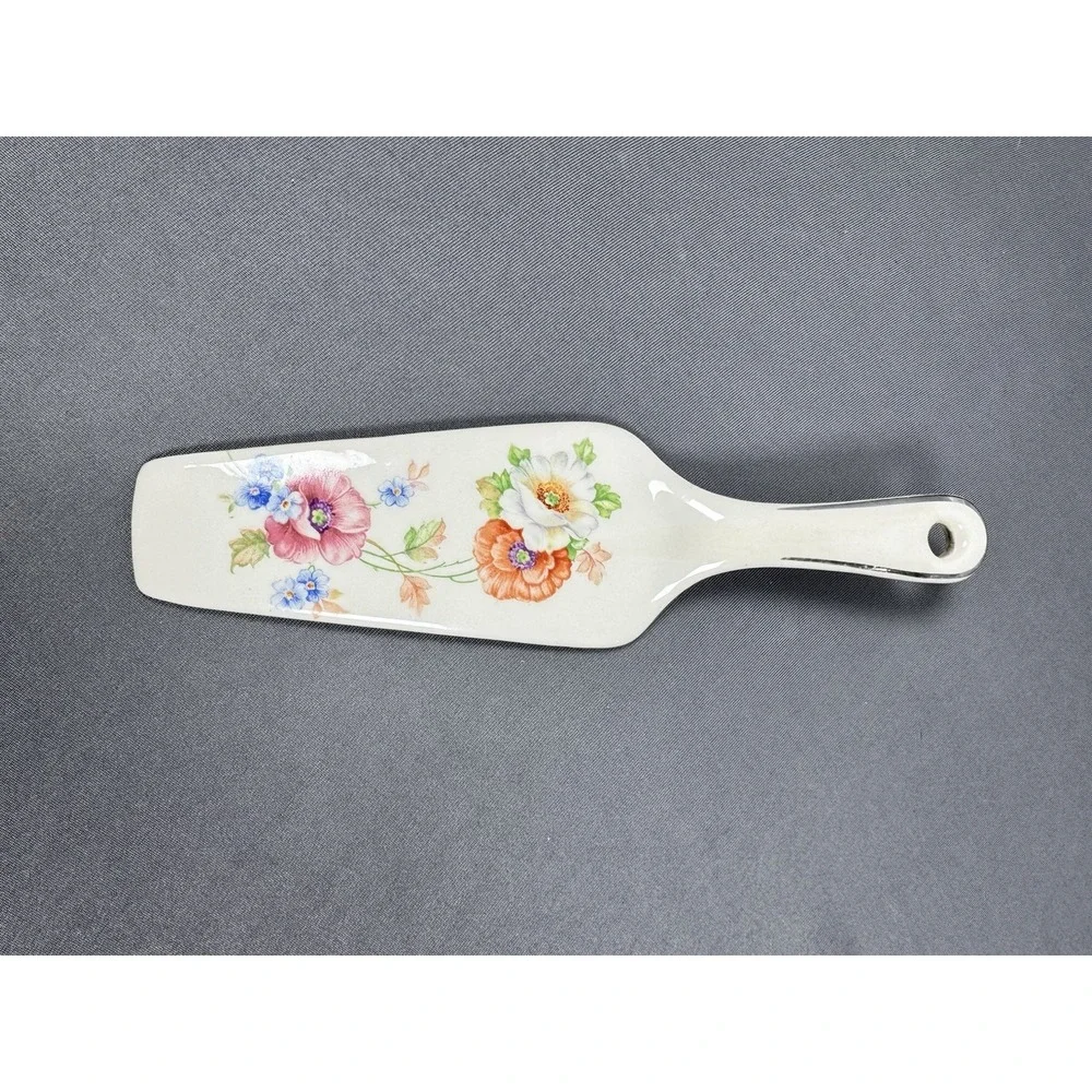 Vintage Porcelain‎ Pie Cake Spatula Server Floral Design